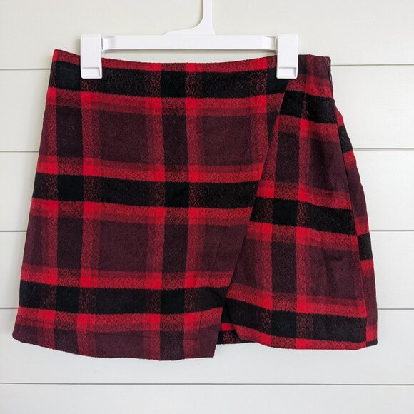 Abercrombie & Fitch Red Plaid Buffalo Mini Skirt - Picture 1 of 3